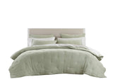 3-Piece King Cotton Embroidered Quilt Set,Sage B035P408344