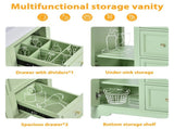 30-Inch bathroom vanity cabinet with ceramic basin, 3 drawers and adjustable shelves N729P176237L