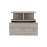 Floating Nightstand 12"H, Wall Mounted with Single Drawer and 2-Tier Shelf, Light Gray B097133174