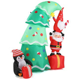 ZNTS 6 FT Lighted Christmas Inflatable Decoration, Inflatable Christmas Tree with Elf and Santa Claus, 17342073