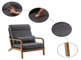 High Back Solid Wood Armrest Backrest Iron Frame Bronzing Cloth Indoor Leisure Chair Dark Grey 44411438
