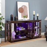 LED Curio Display Cabinet Antique Display Cabinet with Glass Doors Adjustable Shelves for W2275P231691