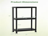 Black 3-Tier Garage Storage Shelf, PP Material 100LBS Per Shelf Tool-Free Assembly 49611526