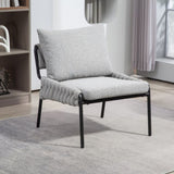 ZNTS Modern Accent Lounge Chair with Braided Upholstery and Metal Frame, Comfortable Armchair for Living W2215P252346