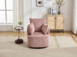 Pink Swivel Accent Chair,Round Swivel Barrel Chair,Armchair Upholstered Living Room Chair Corduroy W2120P293678