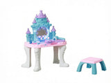 Multicolor Girls Vanity Set Castle Design Makeup Table with Mirror, Stool, Light, Music for 3-6 04051526