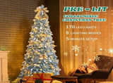 7 FT Snow Flocked Pre-lit Artificial Pop Up Christmas Tree with 170 Warm Lights and Golden Ornaments 44029912
