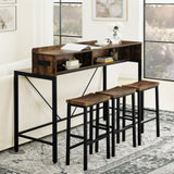 59 inch bar table, dining table, sofa table with power socket and LED light, 3 saddle stools, W2972P313231
