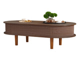 Fluted Lift Top Coffee Table with Hidden Compartment, Wooden Center Table, Modern Oval Lift Tabletop 32995757