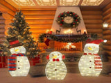 3Pcs 2D Christmas Snowman Yard Decoration Snowman Family Outdoor Decoration With 60Pcs LED Warm 40271648