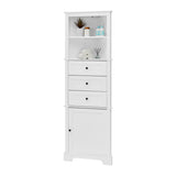 ZNTS White Triangle Tall Cabinet with 3 Drawers and Adjustable Shelves for Bathroom, Kitchen or Living 24582077