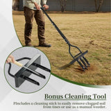 43in Lawn Aerator Garden Tool with Soil Core Tray, Manual Grass Plug Aerators & A Cleaning Tool, 55740935