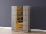 Gold Detailed Chest made with Wood in Gray B00957542