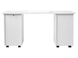 Double Edged Manicure Nail Table with Drawer White 93233881