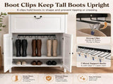 Shoe Cabinet with Flip Drawer, Boot Rack and 6 Boot Clips, Narrow Entryway Shoe Cabinet with 81940759
