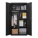 Metal Wardrobe Cabinet with Hanging Rod and Lock,black Armoire Wardrobe Closet,Clothing Locker W1247P221096