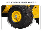 Manual Snow Pusher Cart 36x18in with H-Handle, Black Iron Blade, Yellow Wheels, Snow Plow Cart 50835495