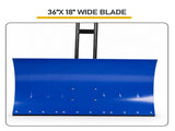 Manual Snow Pusher 36x18in with H-Handle, Blue Iron Blade, Black Handle, Blue Wheels, Snow Plow 33234706