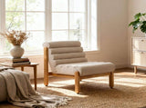Fluffy Accent Chair Dark Beige with Natural Solid Wood Frame N767P366257E