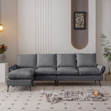 104.5"Modern Sectional Technical leather L-Shaped Sofa Couch with Convertible Ottoman 68276299