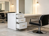 Salon Station Cabinet , White, 6 Drawers with 2 Hair Dryer Rings, 15mm PVC VacuumFormed Door, 15mm 15099828