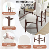 Mid Century Modern Bar Stools Set of 4, 40.4" Counter Stools Back, Linen Upholstered Barstools N752P269653K