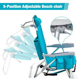 ZNTS 63*65*82cm Short Oxford Cloth Silver White Aluminum Tube Bearing 100kg Beach Chair Mint Green 97992974