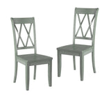 ZNTS Casual Teal Finish Side Chairs Set of 2 Pine Veneer Transitional Double-X Back Design Dining Room B01143554