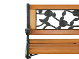 49" Garden Bench Patio Porch Chair Deck Hardwood Cast Iron Love Seat Rose Style Back 80193366