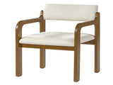 Modern Rubber Wood Dining Chairs, Upholstered Fabric Armchairs,Walnut wood Beige fabric N768P489276W