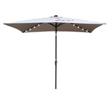 10 x 6.5t Rectangular Patio Solar LED Lighted Outdoor Umbrellas with Crank and Push Button Tilt for W65690316