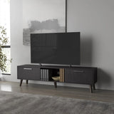 Wengue TV Stand with 2 Doors and Open Storage B062P290229
