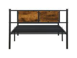 Twin XL Size metal bedframe,Headboard with wood panel decoration,black 47837495