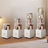 Rotating Bookshelf, 360 Degree Display 5 Tier Corner Bookshelf with Drawer for Small Space, Floor W2641P329223