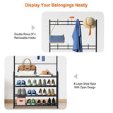 ZNTS Entryway Coat Hat Rack Shoe Storage Shelf 4 Tier Shoe Rack Freestanding Hall Tree Garment Hanger 16384782