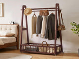 Solid Wood Freestanding Clothing Garment Rack, 23.62"16.34"63.78", Mobile Wooden Clothes Hanger W5368P553346
