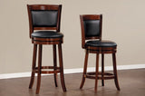Comfortable Swivel Counter Height Chair 1pc Dark Cherry Finish Faux Leather Upholstery Solid Wood B011P238914