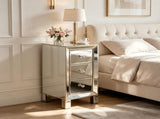 () 3-Drawer MDF Bedside Table with Mirrored Finish 11.8*11.8*23.6 Silver 25394141