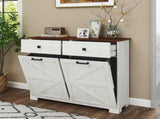 Farmhouse Double Tilt Out Trash Cabinet for 20 Gallon Trash Cans, Free Standing Recycling Cabinet W2557P237960
