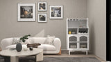 Living room White wine cabinet with removable wine rack and wine glass rack, a glass door cabinet W28265029