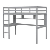 ZNTS Twin Size Loft Bed with desk and shelves, Safety Guardrail and ladder,Grey W504P181852