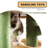 ZNTS Cactus Cat Tree Cat Tower with Sisal Covered Scratching Post, Cozy Condo, Plush Perches and Fluffy 93247813