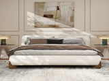 Alpine Puffy Modern Platform Bed, Queen, Ivory White Boucle B2719P281849