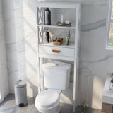 ZNTS Over-the-Toilet Storage Cabinet White with one Drawer and 2 Shelves Space Saver Bathroom Rack W28227728