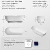 59" Freestanding Solid Surface Bathtub, Luxury Engineered Stone Resin Freestanding Soaking Bathtub W1573P175002