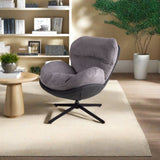 360&deg Swivel Office Chair, Modern Chenille Chair with Faux Leather and Black Metal Base Frame, No N817P205024G