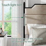 King Size Bed Frame with Upholstered Headboard , Queen Bed Frame with Charging Station and LED W636P195096