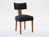 064-Set of 2 Linen Fabric Modern Armless Dining Chairs With Curved backrest and Solid Wooden Legs 32175653