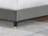 Rozitta Gray Velvet Wingback Platform Bed, King T2574P198384