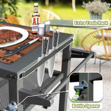 ZNTS 3-Shelf Outdoor Grill Table, Grill Cart Outdoor with Wheels, Pizza Oven Table and Food Prep Table, W1859P170284